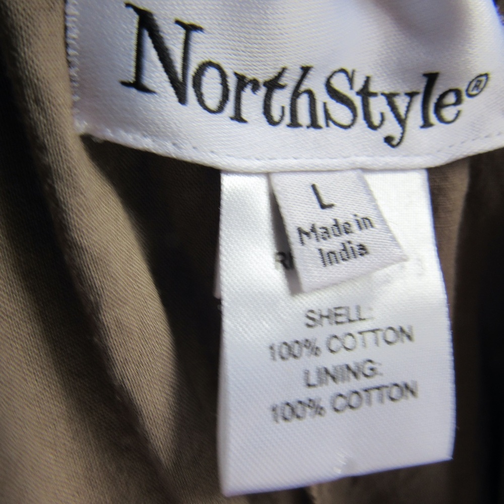 Brown Gauze Fully Lined Pants L 100 Cotton Elastic Buttons Pull on North Style - Picture 5 of 8